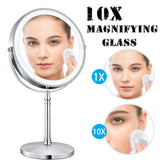 Dual sided 8" USB Wireless 1X&10X Rechargeable Vanity makeup mirror with lights - Fashionner